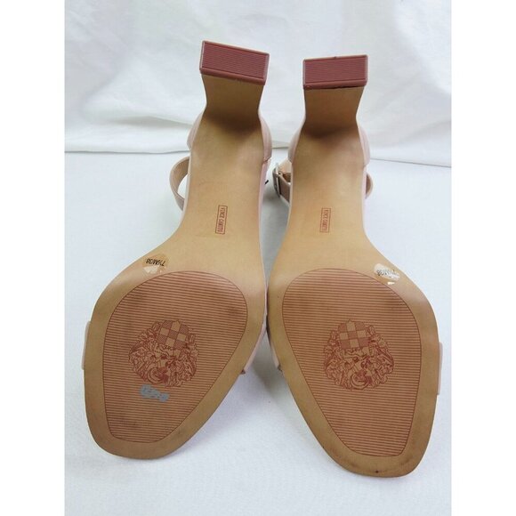 Vince Camuto 7.5M Womens Bendiva Ankle Strap Open Toe Block Heel Tan Pumps NEW - Picture 6 of 13